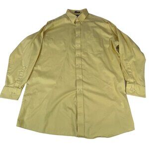 IZOD Men's Dress Shirt 18.5 35/36 Yellow Cotton Polyester Twill Long Sleeve
